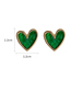 Fashion Green Alloy Geometric Heart Stud Earrings
