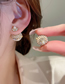 Fashion Steel Needle - Gold Color Brass Diamond Pearl Ball Stud Earrings