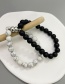 Fashion Black And White Natural Stone Beaded Titanium Steel Magnetic Bracelet