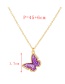 Fashion Purple Bronze Zirconium Oil Drop Butterfly Pendant Necklace