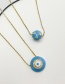 Fashion Blue Bronze Zirconium Oil Drop Eye Pendant Necklace
