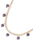 Fashion Purple Bronze Zircon Heart Pendant Necklace