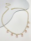 Fashion Pink Bronze Zircon Square Pendant Necklace