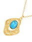 Fashion Gold Bronze Zircon Round Turquoise Pendant Necklace