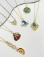Fashion Gold-6 Bronze Zircon Drop Oil Alphabet Rainbow Pendant Necklace