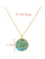 Fashion Gold-3 Copper Zircon Geometric Turquoise Pendant Necklace