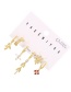 Fashion Gold 6-piece Set Of Copper Inlaid Zirconium Flower And Leaf Earrings