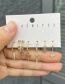 Fashion Gold Set Of 6 Copper Inlaid Zircon Cross Flower Earrings