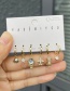 Fashion Gold Set Of 6 Copper Inlaid Zircon Astronaut Spaceship Earrings