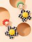 Fashion Color Resin Joker Checkerboard Flower Stud Earrings