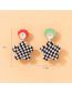 Fashion Color Resin Joker Checkerboard Flower Stud Earrings