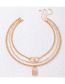 Fashion Gold Alloy Ring Gold Lock Multilayer Necklace
