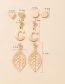Fashion Gold Alloy Geometric Letter Hollow Leaves Heart Pentagon Stud Earrings Set