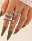 Fashion Silver Alloy Full Diamond Cross Flower Open Ring Set