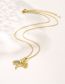 Fashion Gold Stainless Steel Diamond Openwork Ginkgo Necklace
