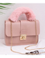 Fashion Pink Pu Lock Flap Plush Crossbody Bag