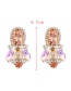 Fashion Leather Pink Alloy Diamond Geometric Stud Earrings