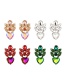 Fashion Dark Green Alloy Diamond Heart Stud Earrings
