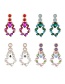 Fashion Red Alloy Diamond Geometric Stud Earrings