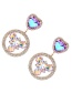 Fashion Purple Alloy Diamond Love Drop Stud Earrings