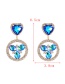 Fashion Blue Alloy Diamond Love Drop Stud Earrings