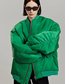 Fashion Green Woven Zip Stand Collar Jacket