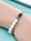 Fashion Steel Color Titanium Steel Pearl Panel Chain Baguette Bracelet