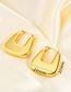 Fashion Gold Color Titanium Steel Gold Plated Hollow U-shaped Earrings