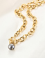Fashion Gold Color Stainless Steel Cross Chain Black Pearl Necklace