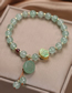 Fashion Bracelet - Green Crystal Beaded Peace Lock Lotus Stretch Bracelet