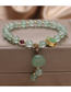 Fashion Bracelet - Green Crystal Beaded Peace Lock Lotus Stretch Bracelet
