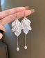 Fashion Ear Hook - White Pearl Petal Tassel Drop Earrings