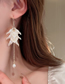 Fashion Ear Hook - White Pearl Petal Tassel Drop Earrings