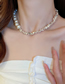 Fashion Necklace - Silver Color Broken Silver Pearl Panel Beaded Necklace
