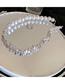Fashion Necklace - Silver Color Broken Silver Pearl Panel Beaded Necklace