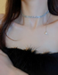 Fashion Necklace - Silver Color Copper Diamond Pearl Necklace