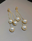 Fashion Gold Color Geometric Pearl Tassel Drop Earrings