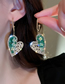 Fashion Green Crystal Diamond Flower Heart Stud Earrings