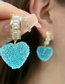 Fashion Light Blue (12 Pairs) Fudge Peach Heart Stud Earrings