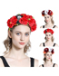 Fashion Red Simulation Fabric Flower Skull Headband