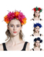 Fashion Blue Fabric Simulation Flower Feather Headband