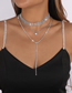 Fashion Silver Color Geometric Diamond Layered Necklace