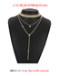 Fashion Gold Color Geometric Diamond Layered Necklace
