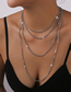 Fashion Silver Color Geometric Diamond Claw Chain Layered Necklace