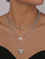 Fashion Silver Color Geometric Rhinestone Heart Resin Multilayer Chain Necklace