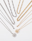 Fashion Gold Color Alloy Diamond Starburst Hollow Sun Multilayer Necklace