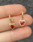 Fashion Red Copper Set Zircon Heart Stud Earrings