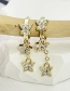 Fashion Gold Brass Set Zircon Cross Earrings
