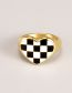 Fashion Gold Color Titanium Steel Drip Oil Heart Check Ring