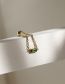 Fashion Green Diamond Gold Plated Titanium Steel Pull Ring With Square Diamonds